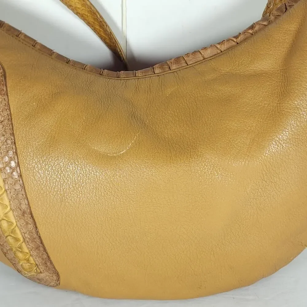 CARLOS FALCHI Fato A Mano Genuine Python Multicolor Hobo Bag Handbag